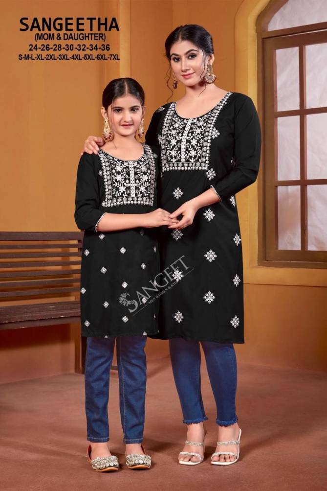 Sangeetha By Sangeet Daughter Rayon Embroidery Kurti Wholesale Online